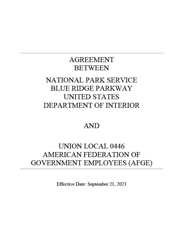 Collective Bargaining Agreement between Blue Ridge Parkway and AFGE Local 446